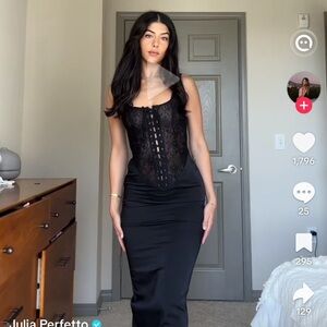 Meshki Corset maxi dress lace sexy bodycon drop waist octavia goth laceup satin